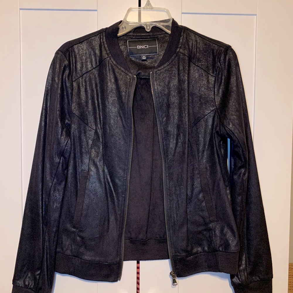 Leather/suede-look Lightweight Bomber Jacket
